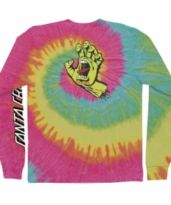 "Screaming Hand" Santa Cruz Mens Long Sleeve Shirt In Minty Rainbow