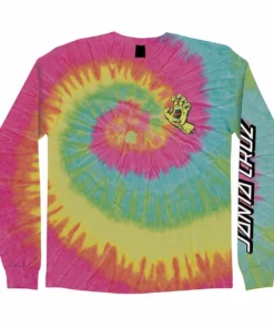 "Screaming Hand" Santa Cruz Mens Long Sleeve Shirt In Minty Rainbow