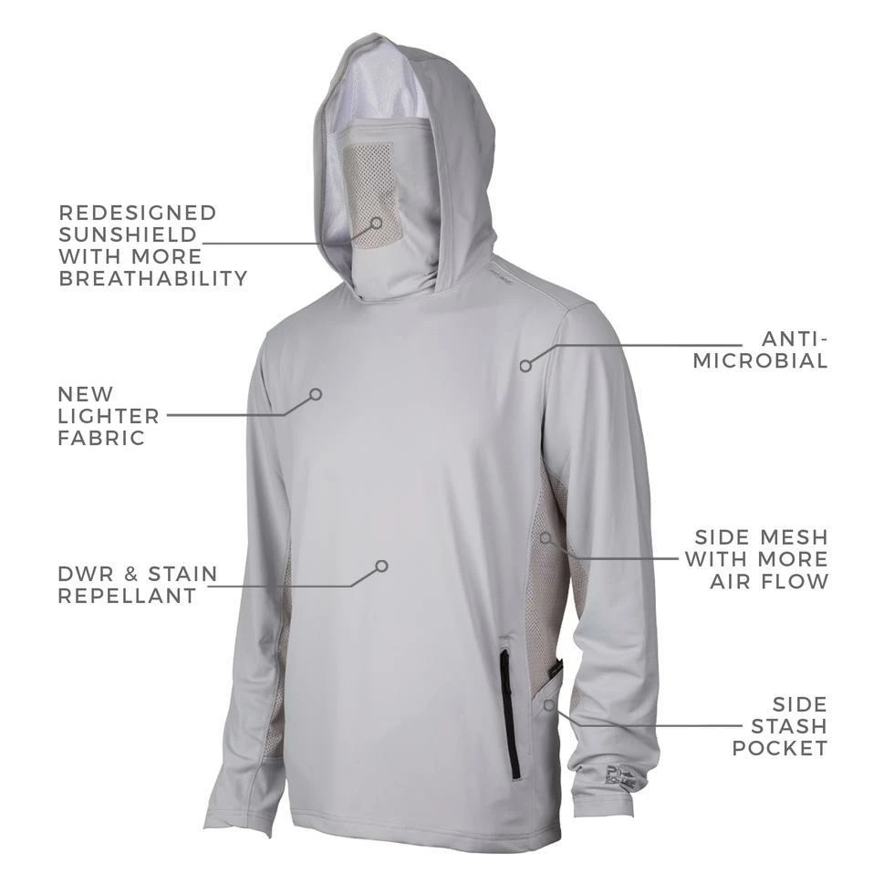 Pelagic Gear Mens Pelagic "Exo-Tech" Hooded Fishing Shirt | All Grey 8 Pelagic Gear Mens Pelagic "Exo-Tech" Hooded Fishing Shirt | All Grey