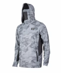 Pelagic Gear Mens Pelagic Exo Tech 2.0 Hooded Fishing Shirt | Grey Camo