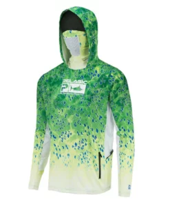 Pelagic Gear Mens Pelagic "Exo-Tech" Hooded Fishing Shirt | Green Dorado
