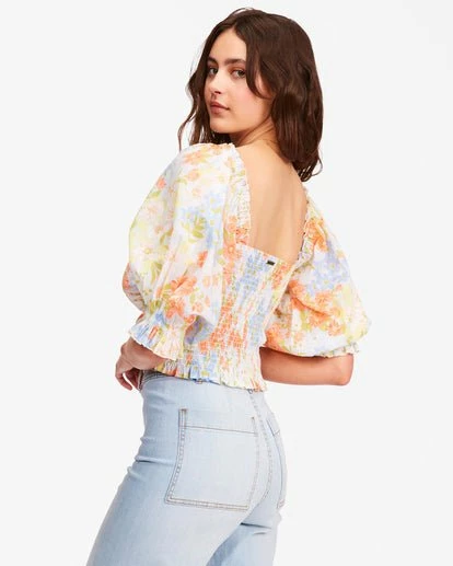 Billabong Womens Billabong "Feeling Groovy" Puff Sleeve Crop Top 6 Billabong Womens Billabong "Feeling Groovy" Puff Sleeve Crop Top