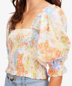 Billabong Womens Billabong "Feeling Groovy" Puff Sleeve Crop Top 11 Billabong Womens Billabong