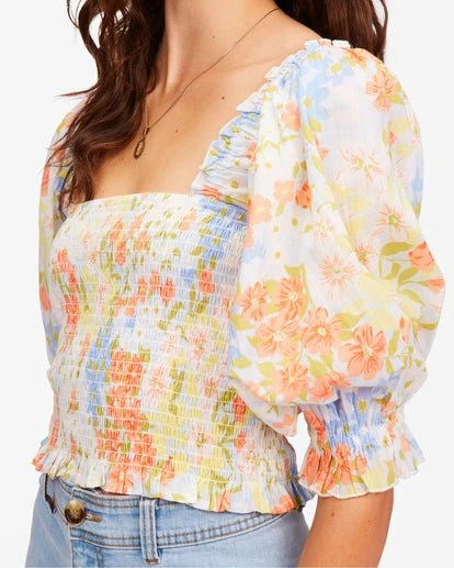 Billabong Womens Billabong "Feeling Groovy" Puff Sleeve Crop Top 7 Billabong Womens Billabong "Feeling Groovy" Puff Sleeve Crop Top