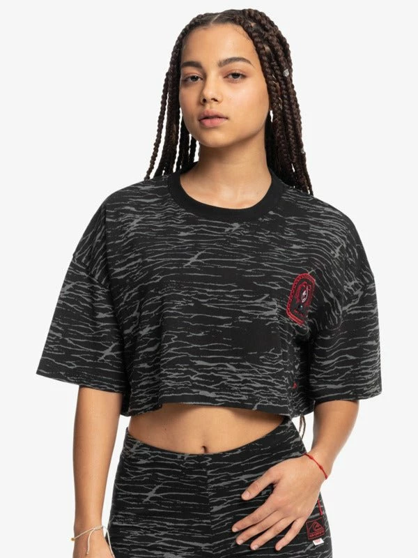 Quiksilver X Stranger Things Women's Upside Down Cropped T-Shirt 3 Quiksilver X Stranger Things Women's Upside Down Cropped T-Shirt