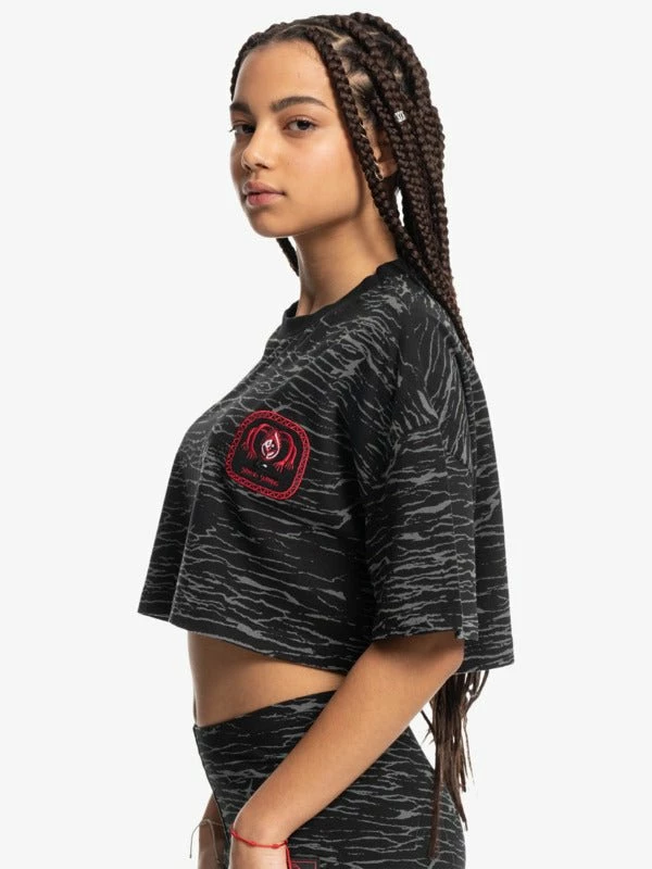 Quiksilver X Stranger Things Women's Upside Down Cropped T-Shirt 5 Quiksilver X Stranger Things Women's Upside Down Cropped T-Shirt
