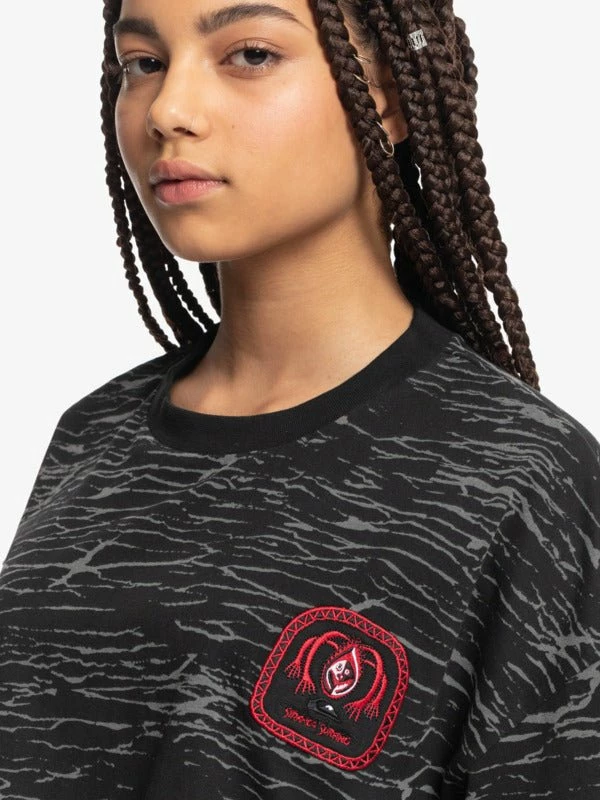 Quiksilver X Stranger Things Women's Upside Down Cropped T-Shirt 4 Quiksilver X Stranger Things Women's Upside Down Cropped T-Shirt