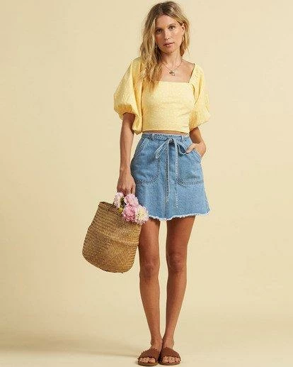 Billabong Womens Billabong X Salty Blonde "Tied Up" Denim Skirt 3 Billabong Womens Billabong X Salty Blonde "Tied Up" Denim Skirt