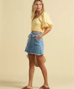 Billabong Womens Billabong X Salty Blonde "Tied Up" Denim Skirt 7 Billabong Womens Billabong X Salty Blonde